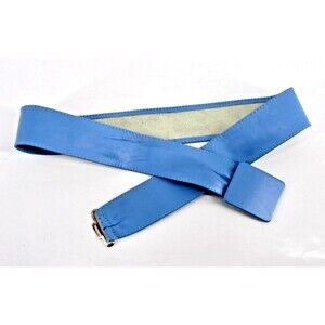Astor Vtg Baby Blue Wide Leather Belt for Dress Sweater Coat 34" length 2" wide